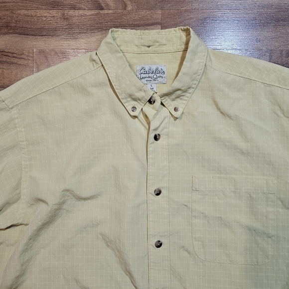 Cabela’s Men’s L Tall Short Sleeve Outdoor Fishing Shirt Yellow - Picture 2 of 6